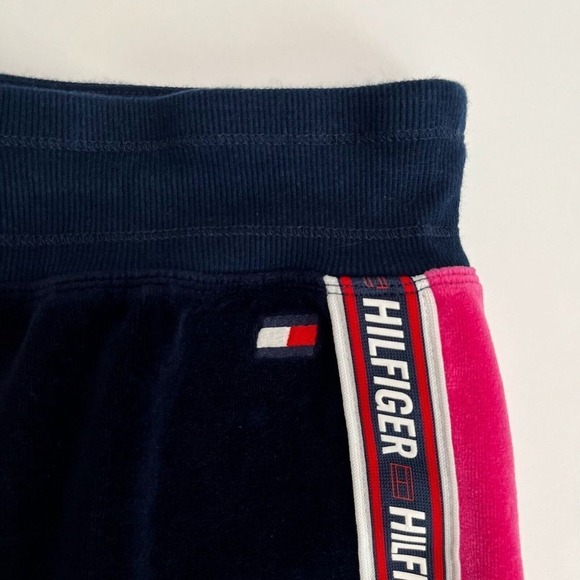 Tommy Hilfiger Navy Blue & Pink Velour Sweatpants, Tommy Hilfiger Joggers‎ P5 - Picture 5 of 8